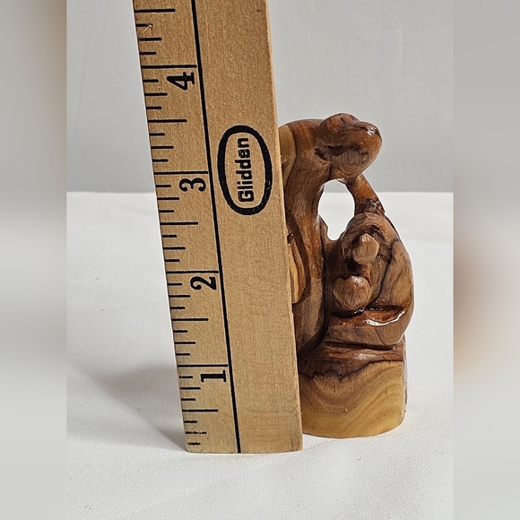Holy Family MCM Abstract Olive Wood Nativity 3.5"×2"  Hand Carved Religious - Picture 7 of 8